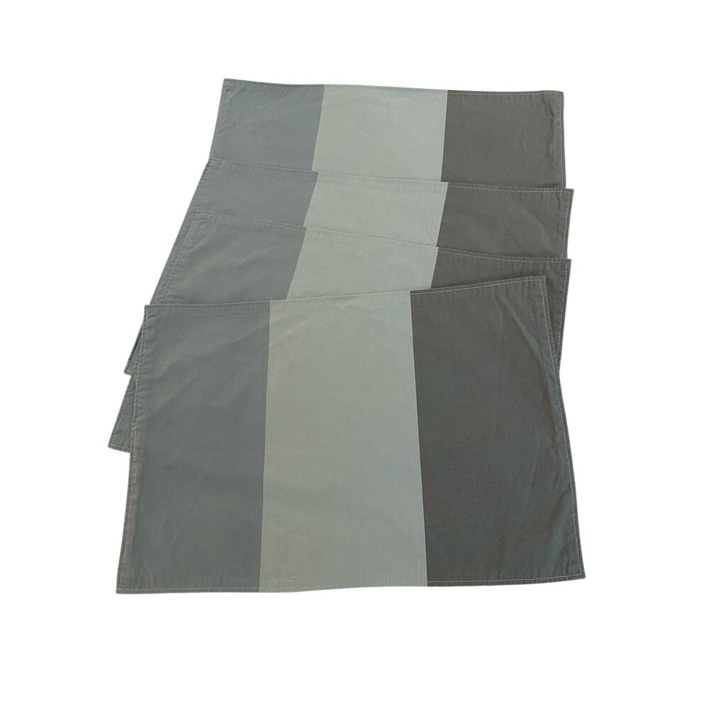 Calvin Klein Home Set of 4 Striped Placemats Greenish Gray 18.5 x 12.5